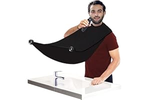 AEESRRU Lätzchen für die Bartrasur, Bartschürze für Herren, Mit Saugnäpfen, Bart Schürze für Bartgestaltung, Bart Schürze für Ehemann Vatertag Freund (Schwarz)
