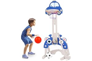 CYFIE Canasta Baloncesto Infantil, Puesto de Baloncesto 4 en 1, Canasta de Baloncesto para Niños Adecuado para Baloncesto, Fútbol, Golf y Lanzamiento de Portería