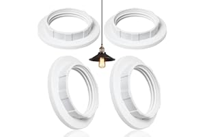 FOKELYI 4 Pack Lamp Shade Reducer Ring, E27 Lamp Shade Reducer Ring Converter for Table Lamp, Ceiling Lights, Plastic Screw Bulbs Lamp Holder Twist Lock Socket Replacement Ring-White