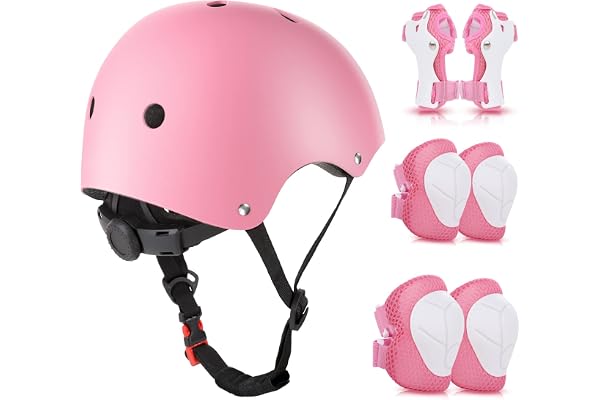 WayEee Protection Roller Enfant, Casque/Genouillères Enfant Ensemble de Protections, Equipement de Protection pour Roller, Skateboard, Vélo, Trottinette 3 à 10 ans
