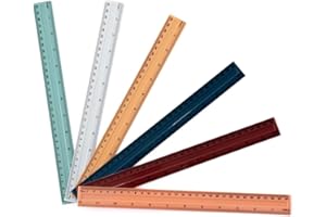 LIYUN Confezione da 6 righelli in plastica, 30 cm, 6 colori diversi, flessibile, di precisione, per scuola, ufficio, casa (12 pollici) (Colore Scuro)