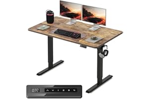 Cubiker Electric Standing Desk For Computer and Gaming, 120 x 60cm Height Adjustable Sit Stand Electric Home Office Desk with 4 Memory Smart Pannel, 4 Pieces Splice Board, Rustic Brown Table Top