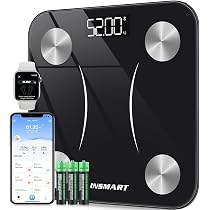 Bluetooth Body Fat Scales, INSMART Smart Digital Bathroom Weight ...