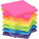 ZCZN Sticky Notes, Pack of 12 Notepads, 76 x 76 mm Self-adhesive Notes, 60 Sheets per Pad, 6 Colours