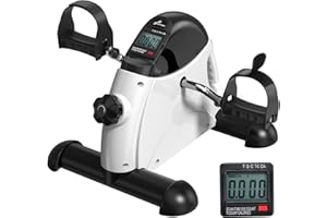 Sportneer Trenażer pedałów dla seniorów, mini rower treningowy z wyświetlaczem LCD, sprzęt fitness do domu – rower stołowy, ergometr seniorów, trener ramion i nóg dla seniorów z matą antypoślizgową