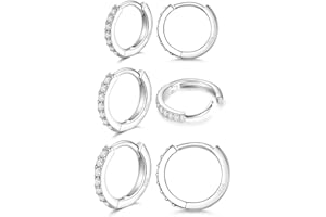LIHELEI Pendientes de Plata para Mujer, Juego de Aretes de Aro Huggies de Plata S925, AAA Circonita Cúbica Pendientes para Dormir