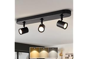 ‎ANWIO ANWIO Deckenstrahler 3 Flammig Schwarz, Dimmbar LED Deckenleuchte Strahler Schwenkbar GU10, Deckenlampe Drehbar, Modern Deckenspots für Küche, Schlafzimmer, Wohnzimmer, mit Leuchtmittel (EUCS-LG11A)