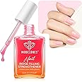 Modelones Nail Care 8 in one Ridge Filling Strengthener Treatment, Nail Polish Strengthener for Damaged and Weak Nails, Nail Hardener Extra Strong and Growth Smoothing Base Coat Rose Pink Varnish 15ml