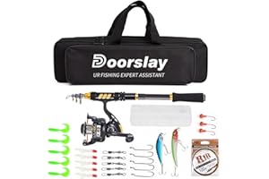 ‎DOORSLAY Doorslay Portable Fishing Set, Telescopic Fishing Rod and Fishing Reel Set with 106 m Fishing Line, Fishing Lure Set, Fishing Accessories, for Children, Adults, Beginners and Fishing Lovers