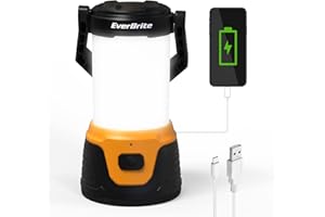 EverBrite Lanterne de Camping LED Rechargeable 1000 Lumens avec Batterie 4000mAh(Capable de Charger le Téléphone), Lampe Camping Puissante avec 5 Modes d'Eclairage pour Secours, Cave, Câble USB Inclus