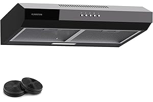 Klarstein Dunstabzugshaube 60cm, Abluft-Dunstabzugshaube mit Spülmaschinenfestem Filter aus Aluminium, Leise Abzugshaube Abluft, 200m³/h Luftstrom, Effiziente Wandhauben mit LEDs & Touch Controls