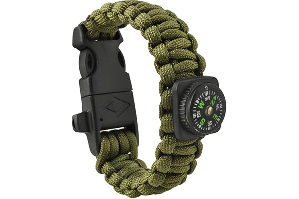 ISO TRADE Paracord Armband Army Green 5in1 Tool Survival Outdoor Active Lightweight vattentäta tälttillbehör, vuxna, unisex, flerfärgad