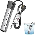 Azonee Immersion Water Heater, Immersion Water Heater with Temperature Control, 2000W Thermostat Portable Water Heater, Submersible Bucket Water Heater with Stainless Steel Guard, for Pool, Bathtub