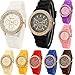 Fashion Base Green New Rose Gold Diamond Quartz Silicone Jelly Watch for Women Wedding Gift