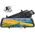 AJUK Dual Dash Camera | 10" IPS Touch Screen | Full HD | Front & Rear Reverse Camera | Night Vision | 170° Wide Angle | Loop Recording | G-Sensor | Parking Monitor | Mirror Display Car DVR Cam