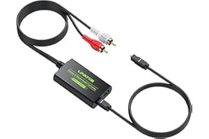 LiNKFOR Convertisseur Audio RCA vers Optique Adaptateur SPDIF Toslink Stéréo G/D pour HDTV, Soundbar, Lecteur CD