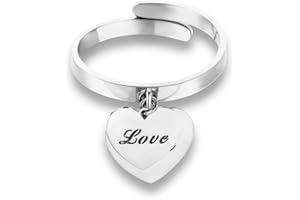 pengjin Anello da donna placcato argento con ciondolo a forma di stella, anello regolabile hip-hop, per compleanno, Natale