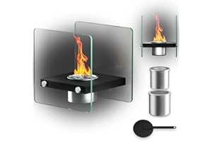 IMMEK Cheminée de Table Bio éthanol, Cheminee Bioethanol avec Verre de Sécurité et Chambre de Combustion, Cheminee de Table Interieur, Balcon, Décoration de Jardin