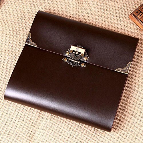 saibang Retro Design DIY Album, Scrapbook Vintage Foto Album mit Schloss, Jahrestag Scrapbook DIY Foto Alben für Valentinstag und Weihnachten Geschenke, schwarz, L - 2