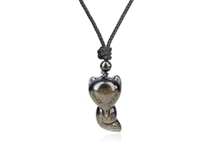 COAI Collier Ajustable Pendentif Renard Pierre Homme Femme