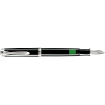 Pelikan Souverän M 405 Kolbenfüllhalter – Schwarz/blau, 14-karätige Rhodinierte Goldfeder (F), Made In Germany