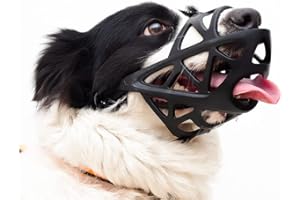 Anicy Kaganiec dla średnich psów – silikonowy kosz dla średnich psów z regulowanymi paskami, czarny, umożliwia picie, żucie i jedzenie kaganiec dla psów