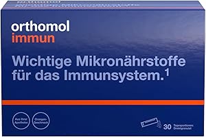 Orthomol Immun - Mikronährstoffe zur Unterstützung des Immunsystems - mit Vitamin C, Vitamin D und Zink - Direktgranulat à 30 x Tagesportionen - Orangen-Geschmack