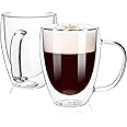 KELVEE Double Walled Insulated Glass Coffee Mugs Set Of 2, Double Layer Tea Cups With Handle For Latte, Cappuccino, Espresso, Mocha Dishwasher & Microwave Safe (350Ml) (Bell), 350 Milliliter