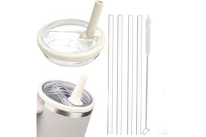 MOECSHSY Leak Proof Lid for Stanley Cup,1 Pack 40 oz Tumbler Flip Straw Lid Replacement fit for Stanley Quencher 1.2L, Reusable Tumbler Cover Sets with 4 Straws and 1 Cleaning Brush (Cream, 40 oz)