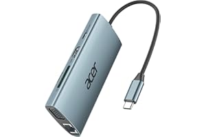 Acer HUB USB C, Adattatore USB C con HDMI 4K a VGA, Ethernet Gigabit, 100W PD, Lettore di Schede SD/TF, 3 USB, Docking Station typo C per MacBook, Laptop, PC