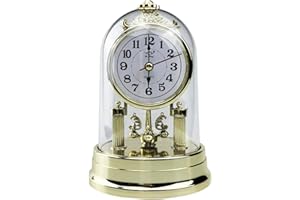 Flylin Mantel Clock, European Style Antique Silent Table Clock with Battery Powered, Retro Round Carriage Table Clock for Living Room Bedroom Office Home Indoor Decor(Gold)