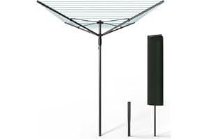 vounot® Etendoir à Linge Extérieur Rotatif 4 Bras Séchoir Parapluie Grande Surface D'Étendage 45M Séchoir à Linge avec Housse de Protection Piquet de Sol Gris Bleu