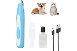 SYLANDA Tondeuse silencieuse pour chien - Avec lumière LED et lampe de teigne pour chat - Tondeuse pour animaux de compagnie - Tondeuse pour pattes de chien, oreilles, yeux et visage (bleu)
