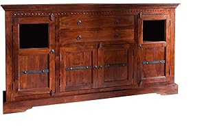 ‎MASSIVMOEBEL24.DE Massivmoebel24.de | OXFORD massives Sideboard - nougat, lackiert | Akazienholz | 4 Türen - 2 Schubladen | 181x50x100 | Kommode Tv-Sideboard Wohnzimmer-Schrank