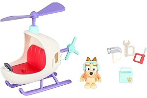 Bluey Vehicle and Figure Pack Bingo's Helicopter with 2.5 Inch Bingo Figure and Tool Accessories
