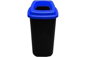 HOMECENTRE Home Centre Plastic Recycling Kitchen Office Waste Bin 45 Litre Blue Open Touchless Rim Sorting Waste Segregation Recycle Rubbish Container Six Colour Code Management School Work Trash Box