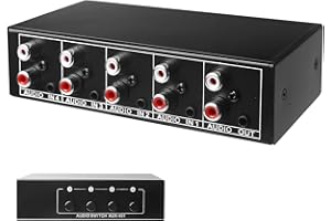 Aicharynic Commutateur Audio 4 en 1, Commutateur Audio 3,5 mm Aux + RCA L/R - Commutateur Audio bidirectionnel - Boîte de sélection Audio vidéo pour Casque, Phono, Haut-Parleur