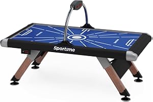‎SPORTIME Sportime Airhockey-Tisch Blue Thunder | 7ft o. 8ft | 90 kg| Privat, Schule, Verein | High-Speed-Oberfläche | Carbon-Optik | Hochleistungsgebläse | 4 Griffe + 4 Pucks