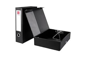 Srvnpioy 2 Piezas Negro Caja de Archivo A4 de Plástico, Lomo de 88mm, Foolscap Caja de Documentos A4, Carpetas para Archivo para Oficina, Escolar, Sala de Archivos