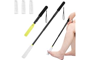 WEFANER Spazzola per il lavaggio dei piedi con manico regolabile, per la doccia, spazzola per piedi con asciugamano, pulitore per dita con manico lungo, spazzola per la doccia dei piedi per anziani