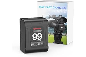 V-Mount Akku, Moman Power99 V-Lock Battery mit Dual D-Tap & 65W PD USB-C Output 99Wh/14.4V 15A 200W Tragbar Klein für Camcorder Blackmagic BMPCC 4K/6K Kamera DSLR Monitor, V-Mount-Akku-Batterie-Mini