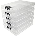 WestonBoxes A4 Transparent Plastic Craft Storage Boxes with Lids for Art Supplies, Paper and Card - 3.6 Litre Volume (Pack of