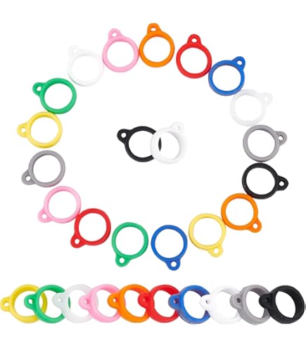 GORGECRAFT 28 stuks anti-verloren siliconen rubberen ringhouderset bevat 18 stuks 9 kleuren 40 mm anti-verlies hanger ring 10 stuks 5 kleuren ketting riem koord lanyard riemen voor dagelijks leven