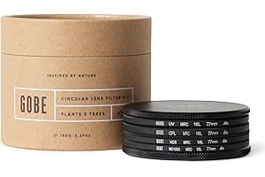 Gobe Filtre UV 77 mm, Filtre polarisant (CPL), Filtre Gris ND8, Filtre Gris ND1000 – Kit de filtres (2Peak)