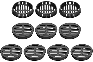 sourcing map 10Pcs 50mm/2in Air Vents Circular Soffit Vents, Black Plastic Soffit Vent Cover for Bathroom Home, Office, Kitchen, Cabinet, Wardrobe