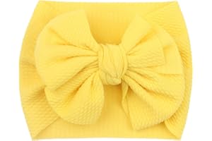 TinaDeer 0-2 Jahre Baby Neugeborene Mädchen Stirnband mit Schleife Stirnbänder Stretch Haarband Taufe Headwear Kopfband Haarbänder Kopftuch für Kinder Kleinkinder Säuglinge (Gelb)