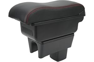ARAMOX Large Capacity Car Console Armrest Box, Smooth Touch Black Red Line, Fit for Swift 2005‑2021, Convenient Design