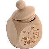 Spruchreif Wooden Milk Tooth Box with Screw Lid and Engraving, Children's Tooth Box for Milk Teeth for Storage, Perfect as a 