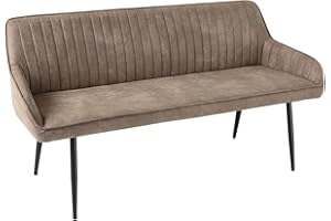 Riess Ambiente Design Sitzbank Turin 160cm Taupe schwarz Metallbeine mit Armlehne Polsterbank mit Samtbezug, Esszimmermöbel, Flurmöbel
