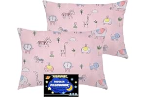 AISAWATE Baby Toddler Pillowcase, 2 Pack 100% Soft Cotton Cot Bed Pillow Pair Cases for Boys Girls Bedding, Kids Pillow Covers 40 x 60 cm, Travel Small Pillow Pillowcase with Envelope Closure (Pink)